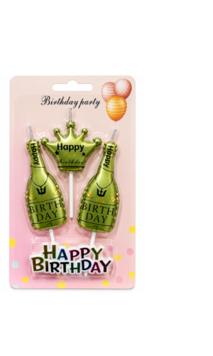 Happy Birthday Champagne Candle Set