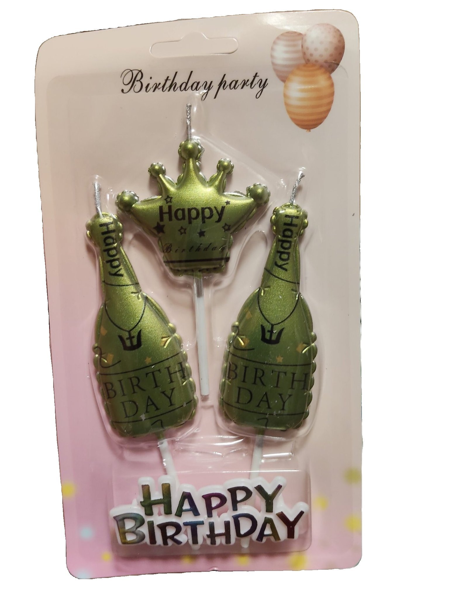 Happy Birthday Champagne Candle Set