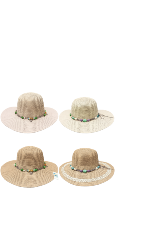Woman beach hat with stones