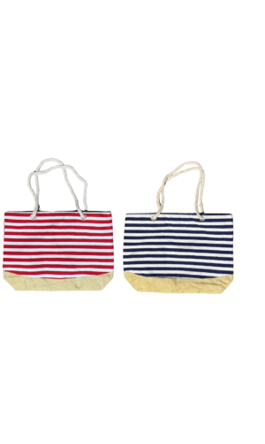 Striped beach bag