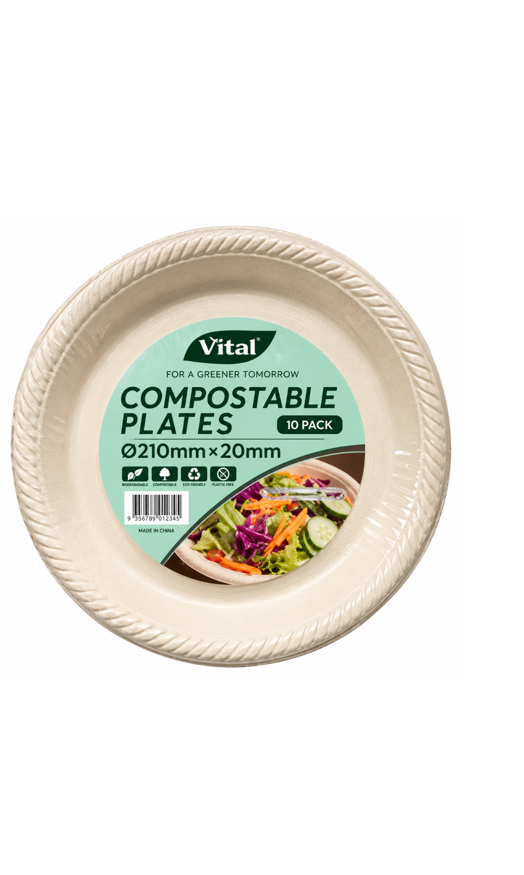 VSelect Premium Compostable Plates 10pcs- 210mm*20mm