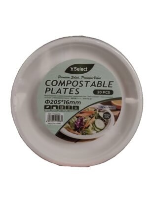 VSelect Premium Compostable Plates 20pcs- 205mm*16mm