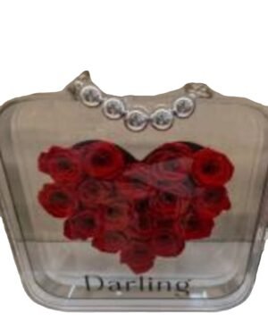 natural preserved heart flowers in a glass bag